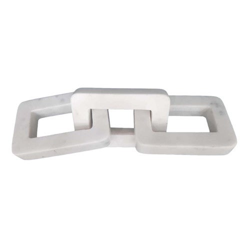 Marble Square Cornered Chain Trio - White