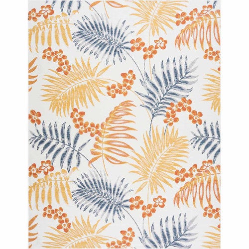 Palm Island Blue & Orange Indoor/Outdoor Rug - 8 x 10