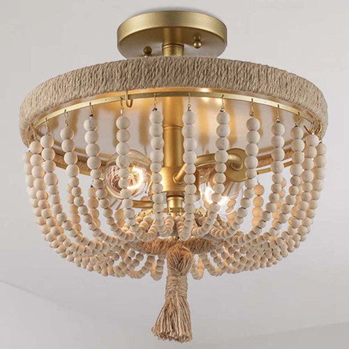 Beaded Coastal Semi-Flush Mount Light