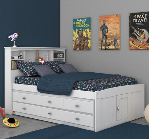 Serenity Full Bookcase Bed with 6 Drawers