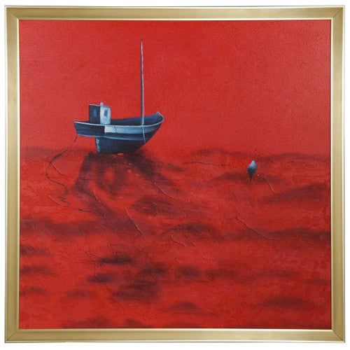 Nautical Red Water Sailboat Wall Art