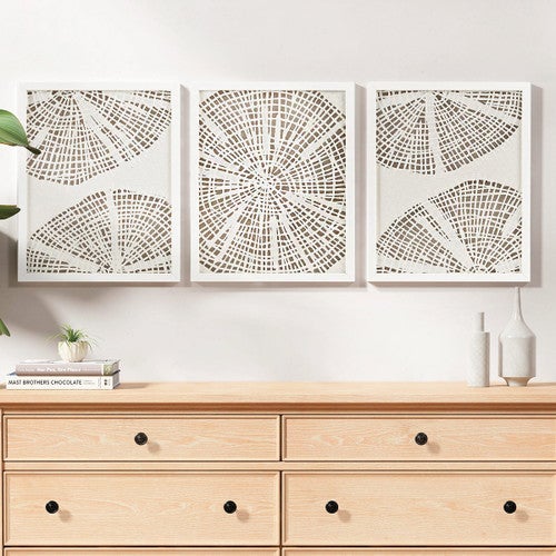 Sand Dollar Abstract Rice Paper Prints - Set of 3
