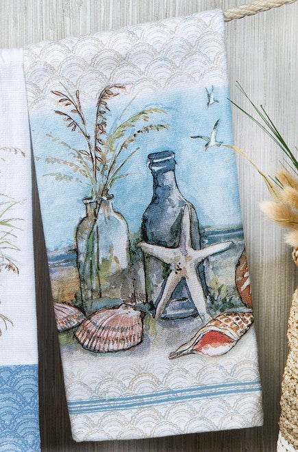 Sea Glass Shells Dual Purpose Terry Towel