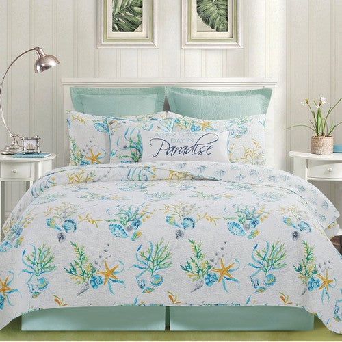Coral Paradise Quilt Bed Set - Twin - OVERSTOCK