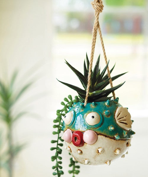 Vivid Blowfish Hanging Planter - OVERSTOCK