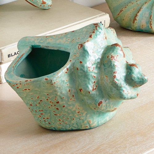 Clay Pottery Conch Shell Planter / Sculpture