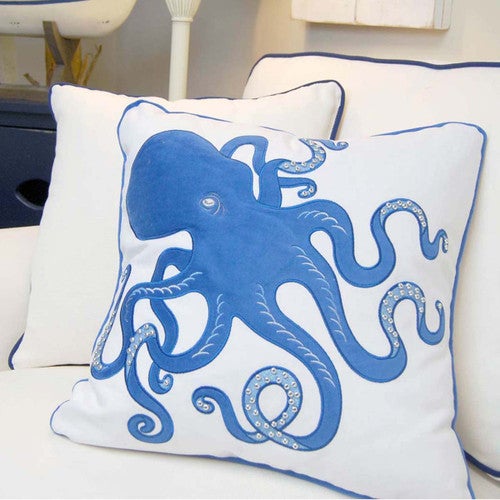 Blue Ocean Octopus Pillow