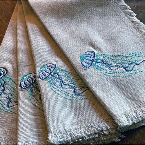 Blue Jellyfish Napkins - Set of 4