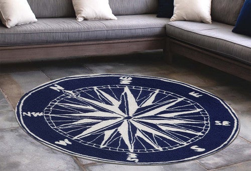 Ocean Explorer Navy Compass Rug - 3 Ft. Round