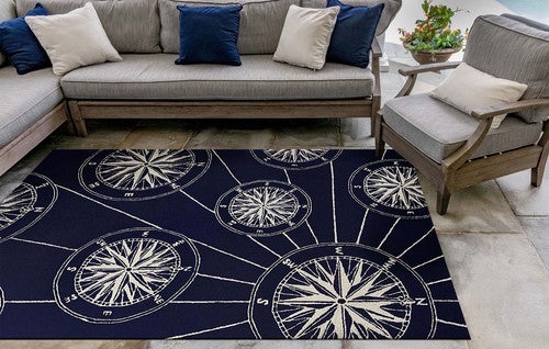 Ocean Explorer Navy Compass Rug - 5 x 8 - OUT OF STOCK UNTIL 05/21/2025