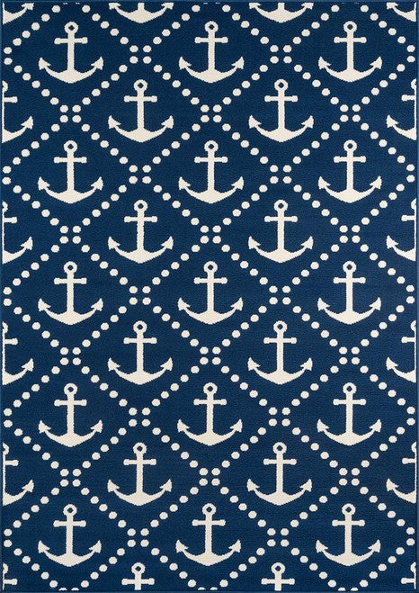 Anchors Away Navy Indoor/Outdoor Rug - 9 x 13