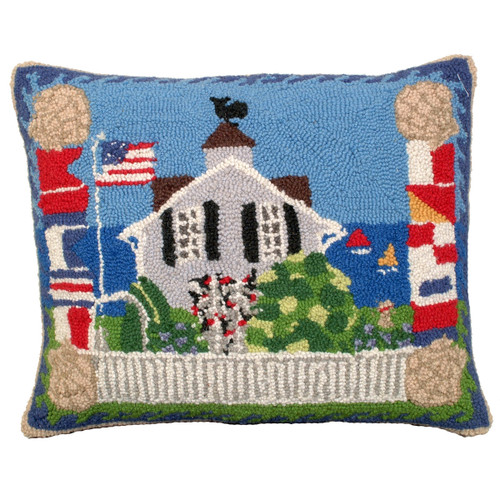 Beach House Hooked Wool Pillow