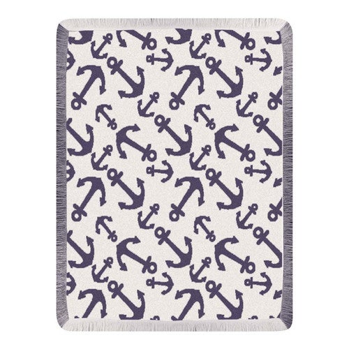 Nautical Emblem Rayon Throw - Navy
