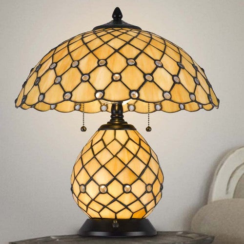 Vintage Art Glass Dual Light Table Lamp