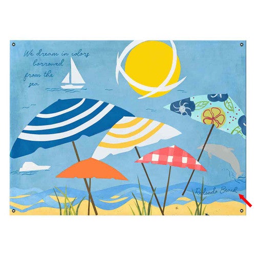 Sunny Beach Umbrellas Personalized Wall Art