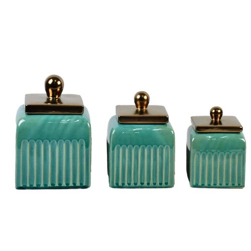 Coastal Cove Ribbed Canisters - Set of 3