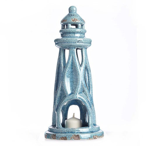 Coastal Blue Lighthouse Candle Holder
