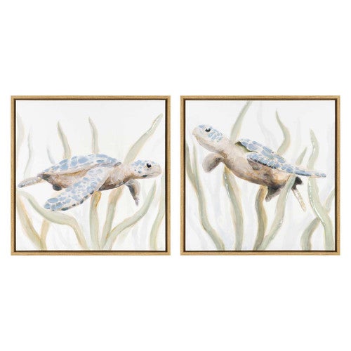 Serene Sea Turtle Framed Wall Art - Set of 2