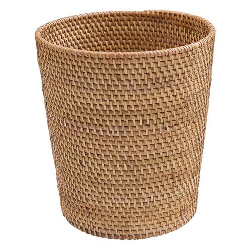 Handwoven Rattan Waste Basket - OVERSTOCK