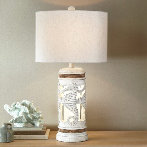 Whitewashed Seahorses Table Lamp