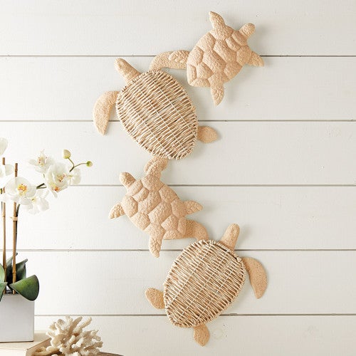 Sea Turtle Metal & Husk Wall Art