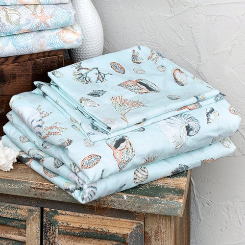 Aqua Shells Sheet Set - King