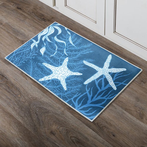 Ocean Blue Starfish Accent Rug