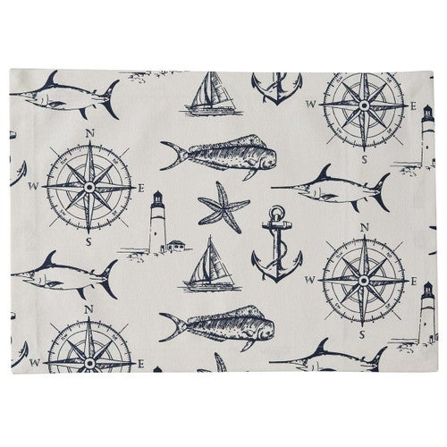 Nautical Navigator White Table Linens