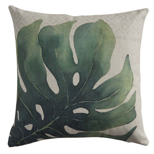 Tropical Leaf Pillow with Feather Insert
