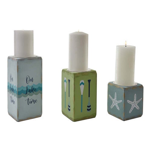 Rustic Lake Candle Holders - Set of 3