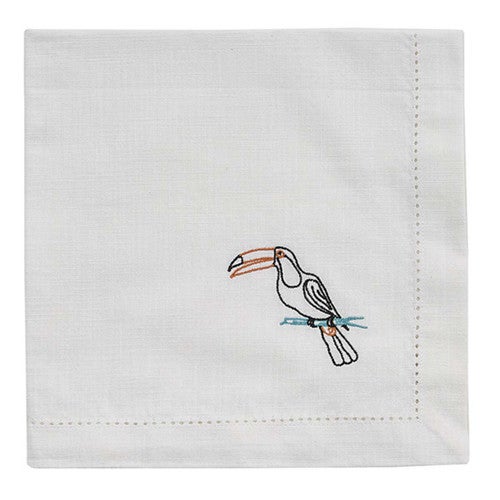 Outlined Toucan Embroidered Napkins - Set of 4