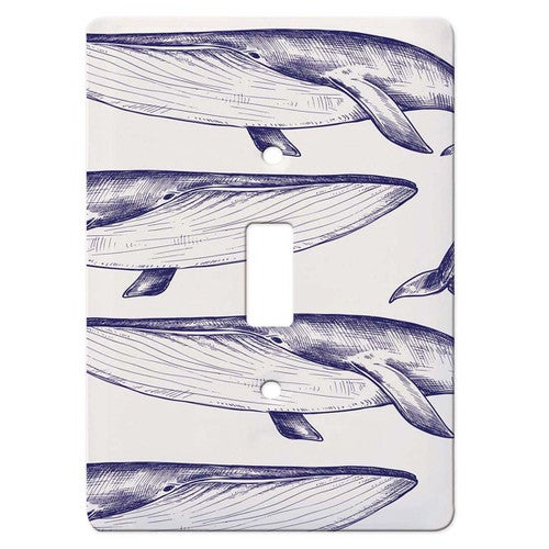 Majestic Blue Whale Switch Plates