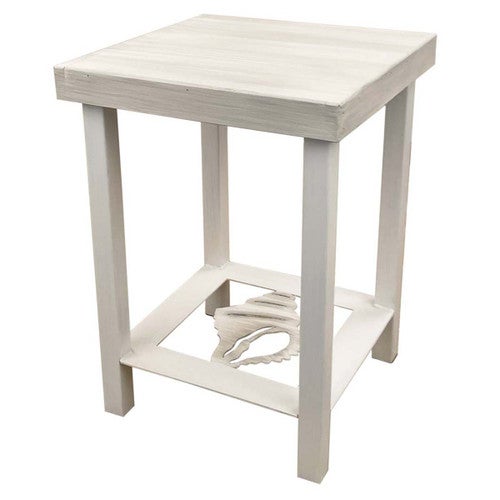 White Conch Square End Table