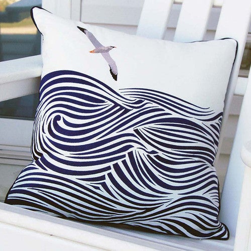 Seabirds & Waves Indoor/Outdoor Pillow