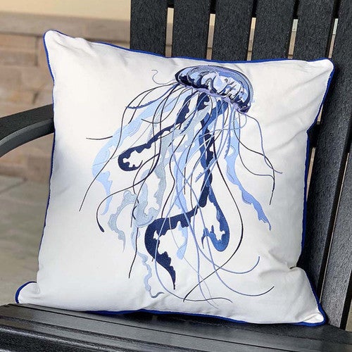 Sapphire Jellyfish Indoor/Outdoor Pillow