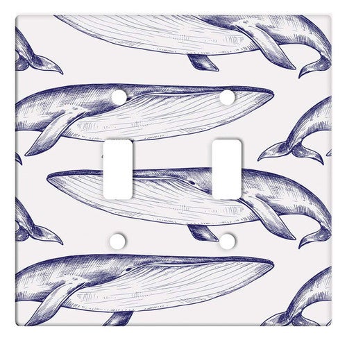Majestic Blue Whale Double Switch Plate