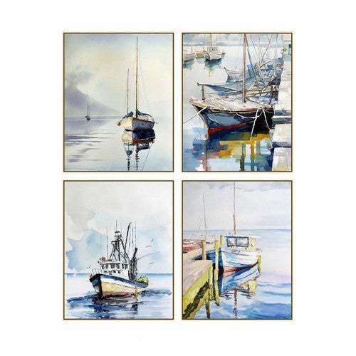 Ship Harbour I Print Wall Art - Set of 4