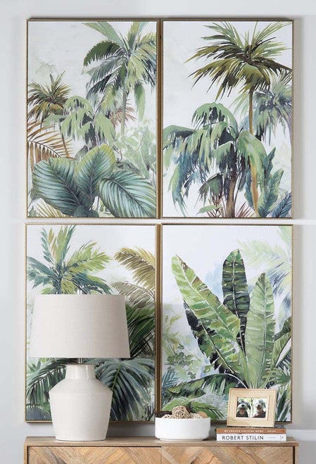 Tropical Foliage Wall Art - Set of 4