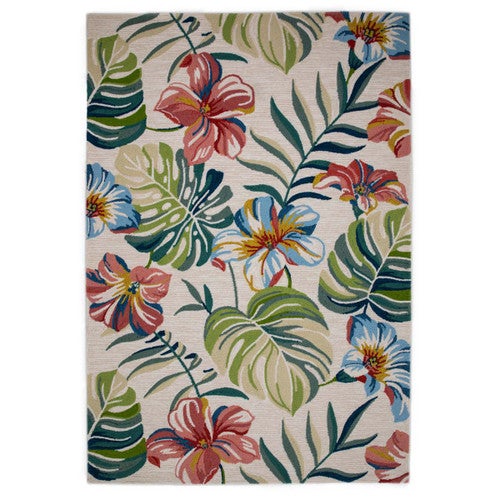 Floral Hibiscus Ecru Indoor/Outdoor Rug Collection