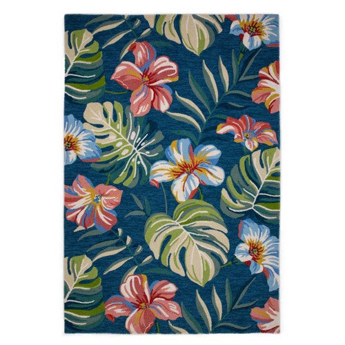 Floral Hibiscus Blue Indoor/Outdoor Rug - 3 x 5 - OUT OF STOCK UNTIL 07/29/2025