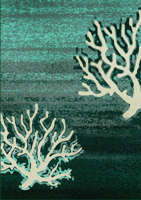 Aqua Coral Pattern Rug Collection