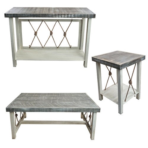 Mariner's Table Set with Square End Tables & Gray Top (4pcs)