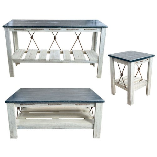 Marina Blue Table Set with 17-Inch Square End Tables (4pcs)