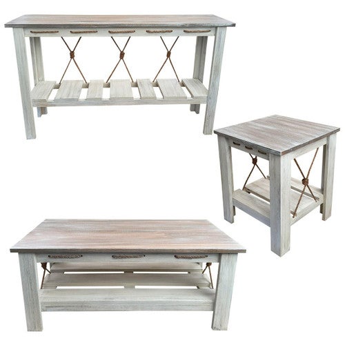 Marina Gray Table Set with 21-Inch Square End Tables (4pcs)