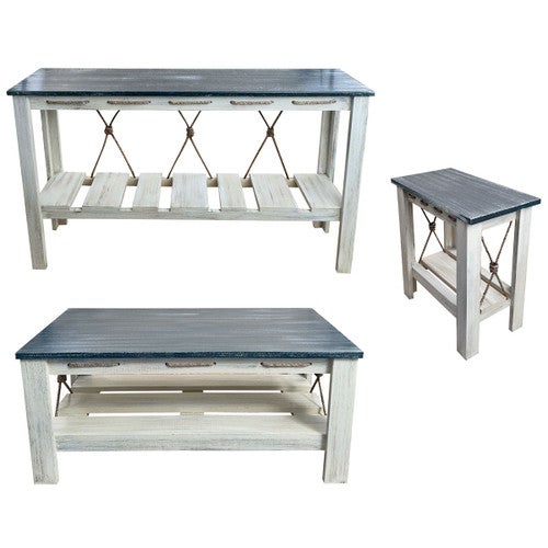 Marina Blue Table Set with Rectangular End Tables (4pcs)
