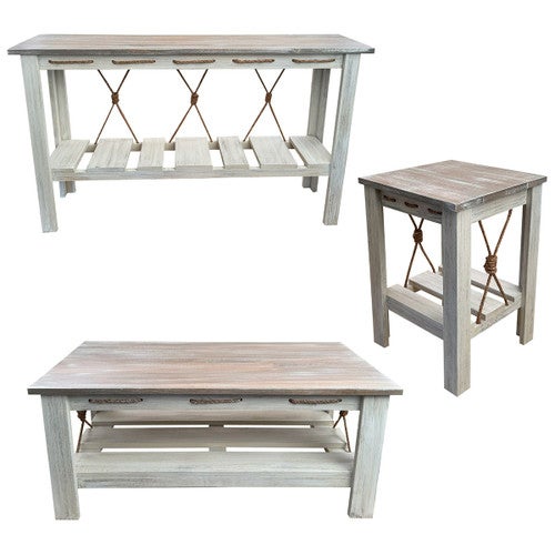 Marina Gray Table Set with 17-Inch Square End Tables (4pcs)