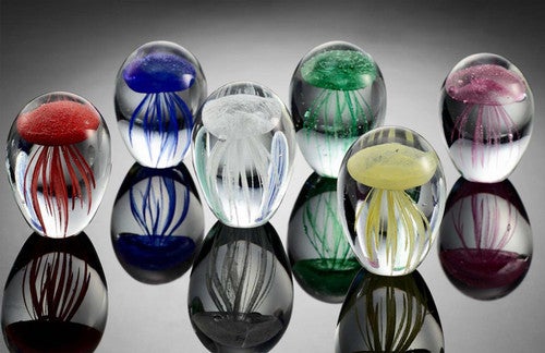 Colorful Jellyfish Art Glass - Set of 6