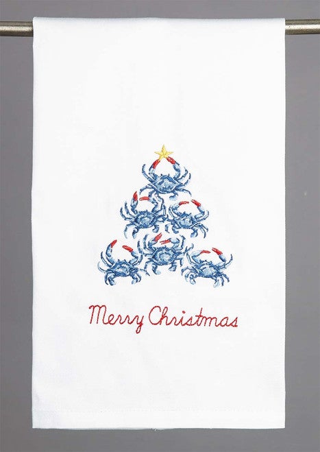 Holiday Crustacean Embroidered Kitchen Towels - Set of 4 - OUT OF STOCK UNTIL 07/10/2025