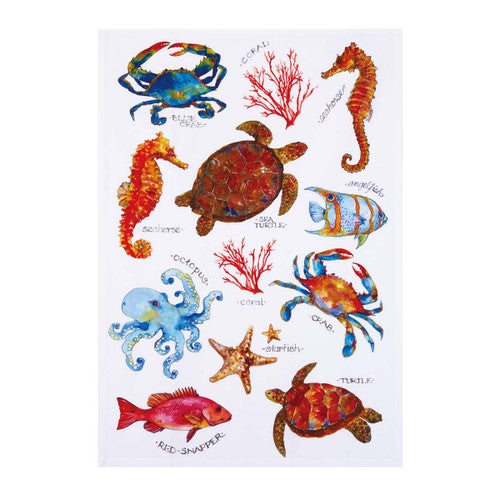 Marine Sealife Kitchen Towels - Set of 4