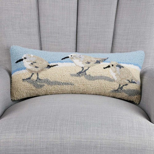 Sandpipers Coastal Hooked Pillow - OUT OF STOCK UNTIL 11/13/2025